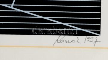 Konok Tamás (1930-2020): Geometrikus kompozíció, 1997. Szitanyomat, papír, jelzett. Számozott: 900/3...