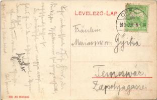 1919 Ada Kaleh, Török kávéház vízipipázó Bego Mustafával. Ali Mehmed kiadása / Cafe, Turkish Bego Mu...