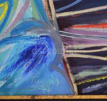 Turcsán Miklós (1944-): Üveggyöngy, 1977. Olaj, farost. Jelezve balra lent. Hátoldalán autográf feli...