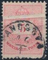 1881 5kr nagy papírránccal / paper crease