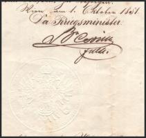 1851 Bécs, kinevezési okirat II. oszt. katonai élelmezési (ellátmányozási) asszisztens (zweitweisen ...