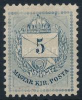 1874 5kr Zárday-féle próbanyomat szürkéskék színben / Mi 17 proof in greyblue colour