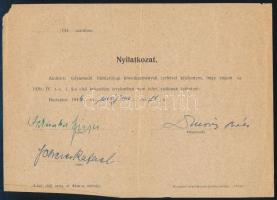 1944 Nyilatkozat mely szerint az illetőt nem lehet zsidónak tekinteni 21x15,5 cm