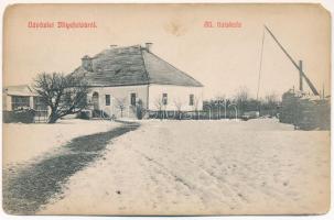 1913 Illyefalva, Ilieni; Állami fiú iskola télen. Hartenbaum Sámuel kiadása / boy school in winter (szakadás / tear)