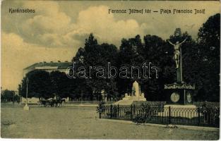 1907 Karánsebes, Caransebes; Ferenc József tér és szobor. W.L. 1450. / Piata Francisc Iosif / Franz Joseph square and statue, monument (fl)