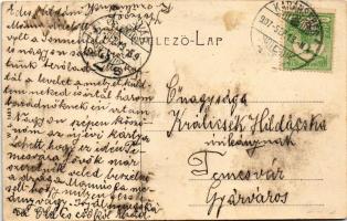 1907 Karánsebes, Caransebes; Ferenc József tér és szobor. W.L. 1450. / Piata Francisc Iosif / Franz ...