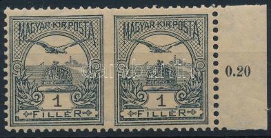 1900 Turul 1f középen fogazatlan pár (24.000) / Mi 54 pair, imperforate in the middle