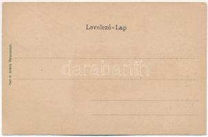 Nagyszeben, Hermannstadt, Sibiu; Evangélikus templom. Címeres litho keret, Carl F. Jickeli kiadása /...