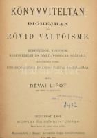 Révai Lipót: Könyvviteltan dióhéjban és rövid váltóisme. Kereskedők, iparosok, kereskedelmi- és ismétlőiskolák számára, különösen pedig kereskedősegédek és kisebb üzletek használatára. Bp., 1884., Magyar Kereskedők Lapja,(Morvay és Mérei-ny.), 51 p.  Hozzákötve:  Wiesner Jakab: A kiadóról és a könyvről. Bp., 1903., "Csak Szorosan" Magyarországi Könyvkereskedő-Segédek Egyesülete, 15+1 p.;  Hozzákötve:  Wiesner Jakab: A könyvkereskedő hivatásáról. Bp., 1903., "Csak Szorosan" Magyarországi Könyvkereskedő-Segédek Egyesülete, 15+1 p.;  Hozzákötve:  Rózsa Miklós: A könyvárus hivatása és a könyvkereskedelem befolyása a műveltség fejlődésére, különös tekintettel Magyarországra. Bíráló jelentés a Budapesti Könyvkereskedő-Segédek "Csak Szorosan" Egyletének 1890. évi pályázatáról. Szerk.: Morgernstern Leó. Bp., 1891., "Csak Szorosan" Magyarországi Könyvkereskedő-Segédek Egyesülete,42 p.; Hozzákötve:  Ranschburg Győző: Mikép fokozható a könyvárusi sarjadék szellemi tehetsége és mikép javítható ezzel kapcsolatban a könyvkereskedői segédek anyagi helyzete? Bp., 1895, Pallas, 8 p.;  Hozzákötve:  Róna Béla: Az ujabb magyar irodalom. Pécs, 1897, nyn.,44 p. Hozzákötve:  Karl Fr. Pfau: Der Buchhändler. Eine Enzyklopädie des buchhändlerischen Wissens. Leipzig,én.,Karl Fr. Pfau, 64 p. Német nyelven. Hiányos.; Átkötött egészvászon-kötés, kissé kopott, kissé foltos borítóval.