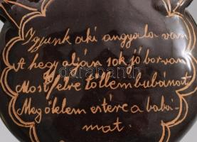 2 darab antik Hódmezővásárhely butella, közte jelzett 1935-ös darab, m: 12-16 cm