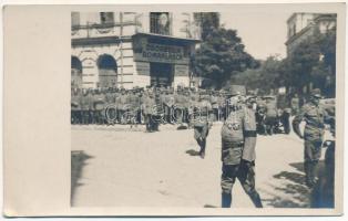 Bucharest, Bukarest, Bucuresti, Bucuresci; Drogheria Romaneasca / German occupation, soldiers and military officers, Romanian drugstore. photo