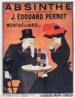 Absinthe Extra-Supérieure J. Édouard Pernot, vintage italreklám grafikájával díszített, modern fém tábla, kopással, 40x30 cm