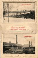 Dobrljin, Doberlin; Brücke in Otto Steinbeis'sche Sägewerk / sawmill and bridge, industrial railway, train. Art Nouveau (fl)