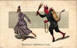 1912 Üdvözlet Krampuszától! / Krampus greeting. H.H. i. W. Serie 1626. (EK)