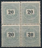 1898 20kr 4-es tömb 12 : 11 3/4 fogazással (48.000) / Mi 49 X A block of 4