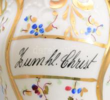 Kegytárgy jellegű 6 darab festett porcelán bögre, m: 10 cm