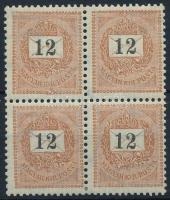 1889 12kr 4-es tömb 12 : 11 3/4 fogazással (30.000) / Mi 33 B block of 4