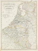 Niedelande, Belgien, Luxemburg. Stieler 1855. Litografált térkép 36x44 cm