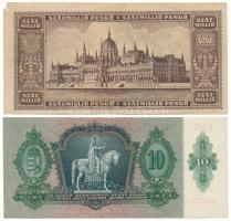 1936. 10P alacsony "B923 000079" sorszámmal + 1946. 100.000.000P alacsony "P004 00030...