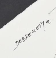 Debreczeny Zoltán (1952-): 2 db karikatúra, 2002. Vegyes technika, merített papír, jelzett, kartonra...