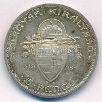 1938. 5P Ag "Szent István" T:AU kis ph., patina Adamo P8.1