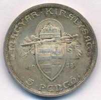 1938. 5P Ag "Szent István" T:AU kis ph., patina Adamo P8.1