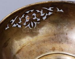 Ezüst (Ag) kínáló, üvegbetét nélkül, jelzett, d: 19 cm, nettó: 301g