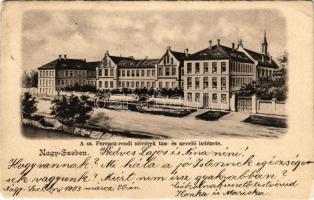 1903 Nagyszeben, Hermannstadt, Sibiu; Szent Ferenc-rendi nővérek tan- és nevelőintézete / Franciscans boarding school (EK)