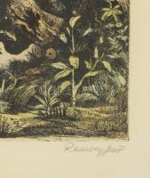 Remsey Jenő (1885-1970): Szentendrei táj. Színezett rézkarc, papír. Jelzett. 29,5x32,5 cm. Dekoratív...