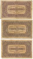 1923. 100K (3x) ebből 2db nyomdahely jelölés nélkül, 1db Magyar "Pénzjegynyomda Rt. Budapest&qu...