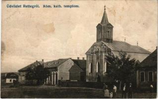 1917 Retteg, Reteag; Római katolikus templom / Catholic church + K.u.K. Kgf. Arbt. Komp. 1051. (fl)