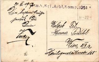 1917 Retteg, Reteag; Római katolikus templom / Catholic church + "K.u.K. Kgf. Arbt. Komp. 1051....