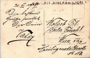 1917 Retteg, Reteag; Református templom, híd / Calvinist church, bridge + "K.u.K. Kgf. Arbt. Ko...