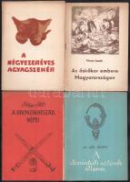 Vegyes régészeti, történeti füzet tétel, 7 db:   Soproni Sándor: A négyezeréves agyagszekér. Bp., 1956., MNM-Történeti Múzeum, 13+1 p. Kiadói papírkötés, szakadt borítóval. Megjelent 2000 példányban.;   Vértes László: Az őskor embere Magyarországon. Bp., én., MNM-Történeti Múzeum, 16+4 p. Kiadói papírkötés, szakadt borítóval. Megjelent 1500 példányban.;   Patay Pál: A bronzkorszak népei. Bp., én., Múzeumok Rotaüzeme, 24 p. II. kiadás. Kiadói papírkötés. Megjelent 1500 példányban.;   Bökönyi Sándor: A szkíták kocsija. Bp., 1956., MNM-Történeti Múzeum, 12+6 p. Kiadói papírkötés. Megjelent 1500 példányban.;   Cs. Sós Ágnes: A dunántúli szlávok állama. Bp., 1956., MNM-Történeti Múzeum, 19+1 p. Kiadói papírkötés. Megjelent 1500 példányban.;   Dienes István - László Gyula: Beszéletések a magyarok elődeiről. Bp., 1960.,MNM-Történeti Múzeum, 25 p.+1 t. Kiadói papírkötés. Megjelent 1000 példányban.;   László Gyula: Lehel kürtje. Bp., 1953, Népművelési Minisztérium Múzeumi Főosztálya, 23 p.+1 t. Kiadói papírkötés.;