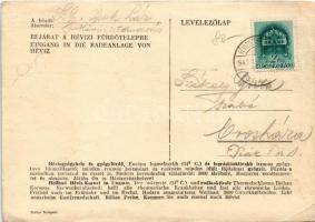 1941 Hévíz, bejárat a fürdőtelepre, Gondozó vendéglő, borozó, fodrász, pék, csemege üzlet (EK)