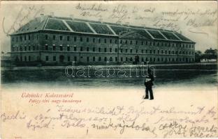 1901 Kolozsvár, Cluj; Petőfi téri nagy kaszárnya, laktanya / K.u.K. military barracks (szakadás / tear)