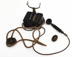 cca 1920/30, Vonalváltós telefon, leesett alkatrészekkel