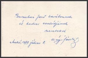 Dégi János (-): Álomban, 1976. Rézkarc, papír, jelzett, a hátoldalán autográf ajándékozási sorokkal....