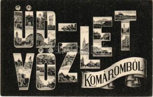 1910 Komárom, Komárnó; Montázs üdvözlet. Girch József kiadása / Montage greeting