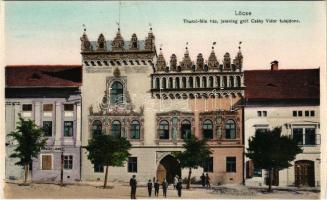 Lőcse, Levoca; Thurzó-féle ház jelenleg Csáky Vidor tulajdona, Répászky János cipész üzlete / villa, shop (képeslapfüzetből / from postcard booklet)