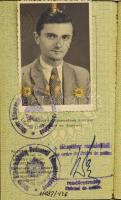 1947 Pallagi János (1922-2013) hegedűművész, zenetanár fényképes útlevele, francia és svájci vízumok...