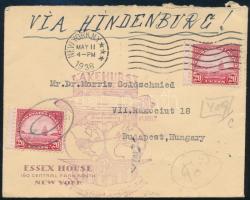 1936 Levél a Hindenburg léghajóval Budapestre / Airship Hindenburg cover to Hungary