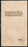 1914 Bikszád gyógyfürdő, fekete-fehér képekkel illusztrált idegenforgalmi ismertető prospektus. Bp., Weiss L. és F.-ny., 29+(3) p. A borító és a fejlécek Weiss Antal grafikus munkái. Kiadói zsinórfűzéses papírkötés, kissé foltos borítóval, helyenként sérült lapokkal. / 1914 Bixad spa touristic booklet, in Hungarian language, with slightly stained cover and a few damaged pages