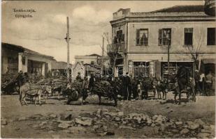 Gevgelija, Gjevgjelia; street, shops, donkey market (EK)