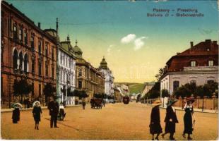 1913 Pozsony, Pressburg, Bratislava; Stefánia út, villamos / Stefaniestraße / street view, tram (fl)