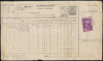 1952 Szállítójegyzék belföldi csomaghoz Ötéves terv 5Ft bérmentesítéssel KALLÓ - HÓDMEZŐVÁSÁRHELY / Parcel list