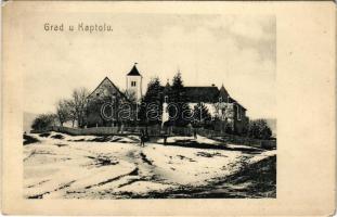 Pozsegaszentpéter, Kaptol; vár télen. Kiadja Josip Adler / castle in winter (ázott / wet damage)