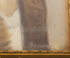 Olvashatatlan (Benedek?) jelzéssel: Art deco hölgy. Pasztell, papír. Dekoratív, üvegezett fakeretben...