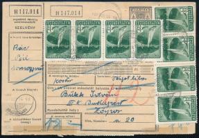 1950 Csomagszállító egy 18 kg-os vágott libáról 54.80Ft bérmentesítéssel "SOMOGYVÁR" / Parcel card of a 18 kg goos