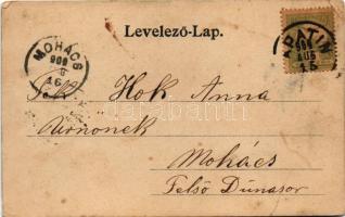 1904 Apatin, Corso, Gasz Mátyás papíráruháza és saját kiadása / street view with paper shop (EK)